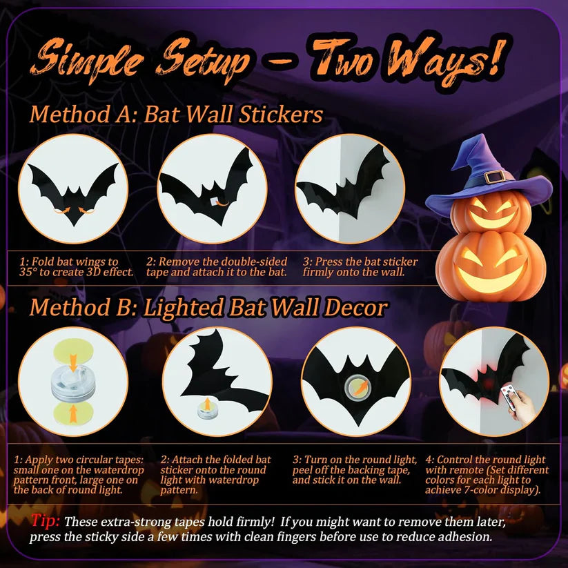 🔥Up To 60 Off%:🦇LED Halloween Bat Lights with Remote – Spooky Glow for Home & Party Decor
