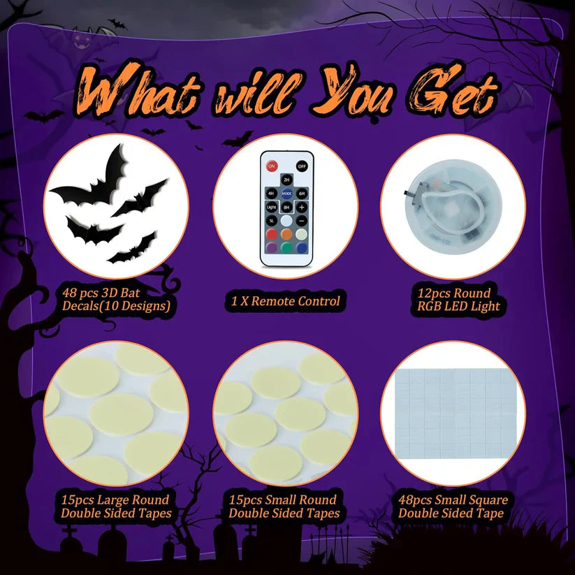🔥Up To 60 Off%:🦇LED Halloween Bat Lights with Remote – Spooky Glow for Home & Party Decor